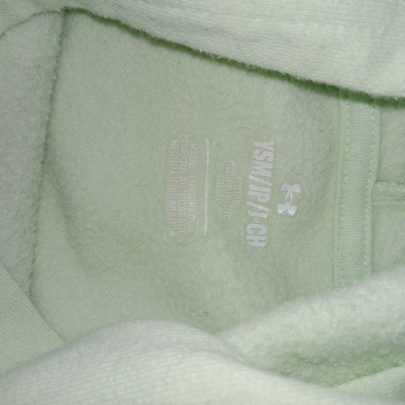 Under Armour Project Rock Rival Fleece Hoodie Sweatshirt Green Youth Sz S - Picture 6 of 9